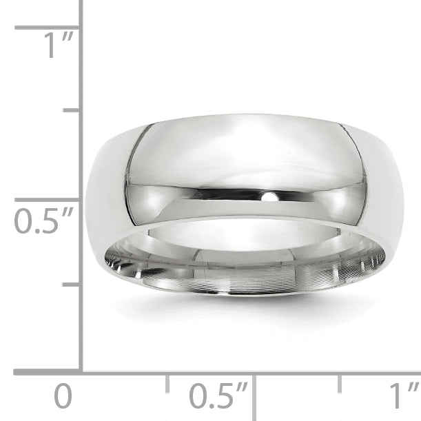 Solid 14K White Gold 8mm Standard Comfort Fit Men's/Women's Wedding Band Ring Size 12.5