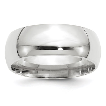 14k White Gold 8mm Standard Weight Comfort Fit Wedding Band Ring