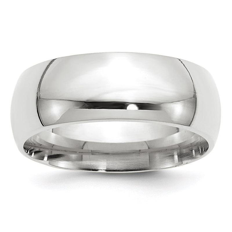 14k White Gold 8mm Standard Weight Comfort Fit Wedding Band Ring