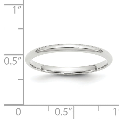 Solid 14K White Gold 2mm Light Weight Comfort Fit Men's/Women's Wedding Band Ring Size 14