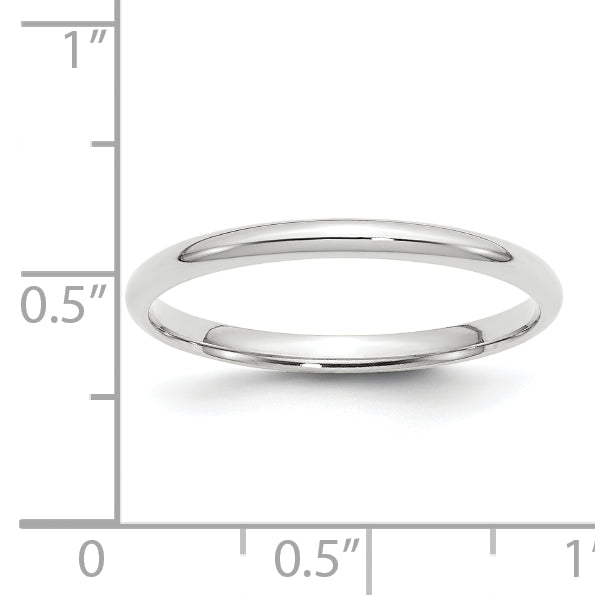 Solid 14K White Gold 2mm Light Weight Comfort Fit Men's/Women's Wedding Band Ring Size 10
