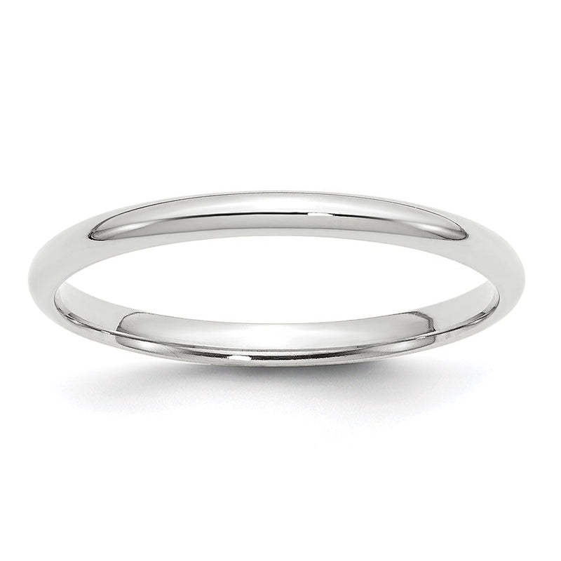 14k White Gold 2mm Lightweight Comfort Fit Wedding Band Ring