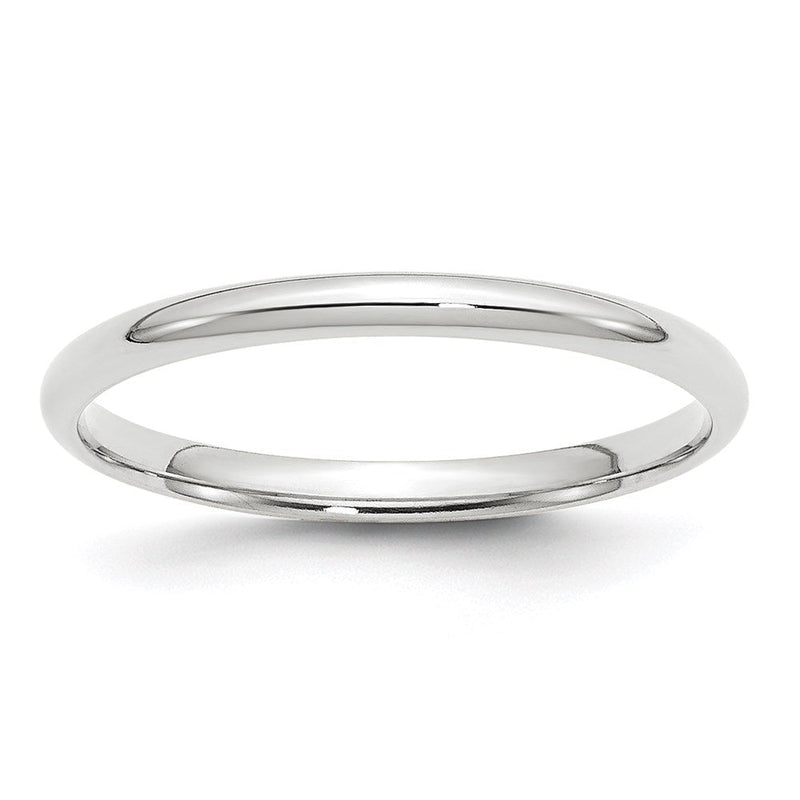 18k White Gold 2mm Lightweight Comfort Fit Wedding Band Ring