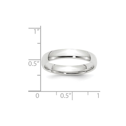 14k White Gold 4mm Lightweight Comfort Fit Wedding Band Ring