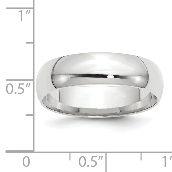 Solid 14K White Gold 6mm Light Weight Comfort Fit Men's/Women's Wedding Band Ring Size 8.5