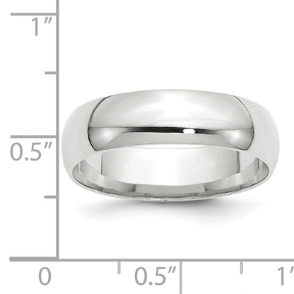 Solid 14K White Gold 6mm Light Weight Comfort Fit Men's/Women's Wedding Band Ring Size 8.5