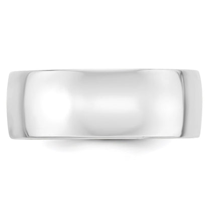 14k White Gold 8mm Lightweight Comfort Fit Wedding Band Ring