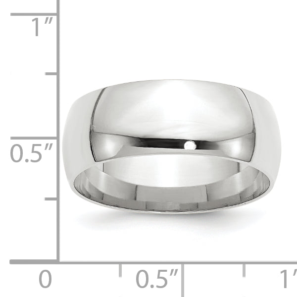Solid 14K White Gold 8mm Light Weight Comfort Fit Men's/Women's Wedding Band Ring Size 4.5