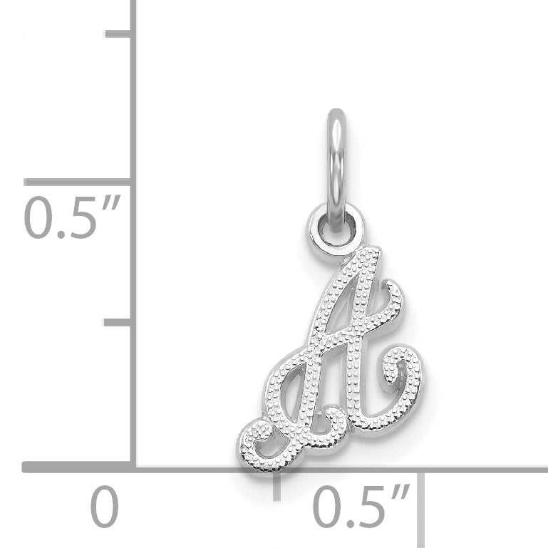 14K White Gold 14Kw Casted Script Letter A Initial Charm