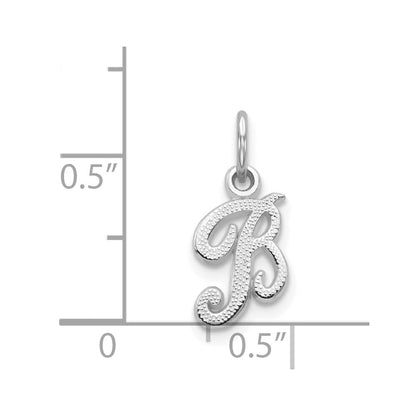 14K White Gold 14Kw Casted Script Letter B Initial Charm