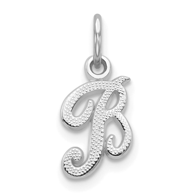 14K White Gold 14Kw Casted Script Letter B Initial Charm