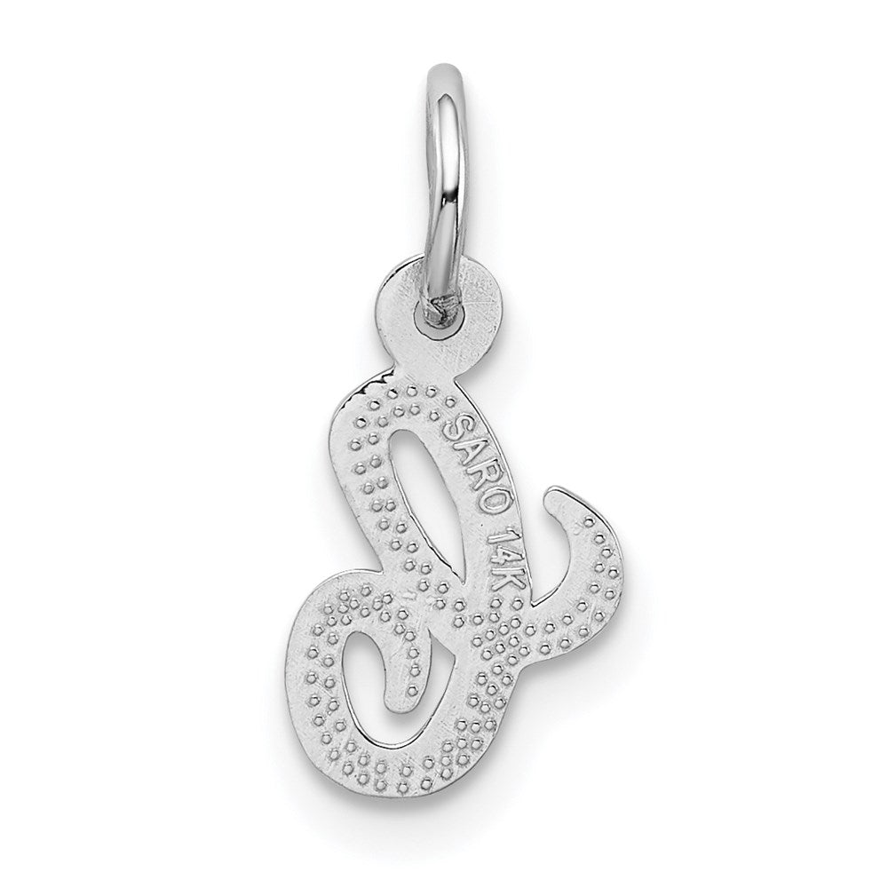 14K White Gold 14Kw Casted Script Letter C Initial Charm