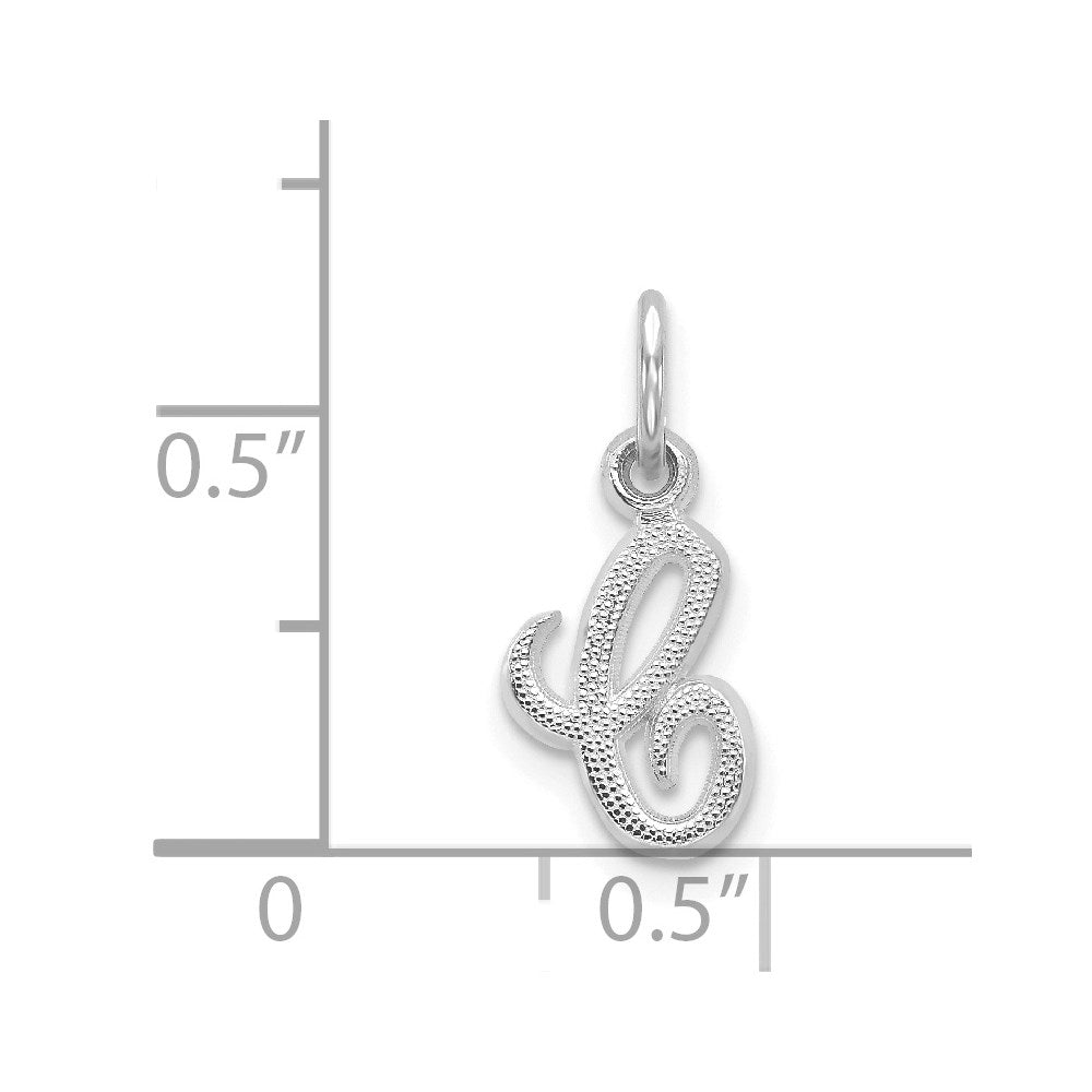 14K White Gold 14Kw Casted Script Letter C Initial Charm