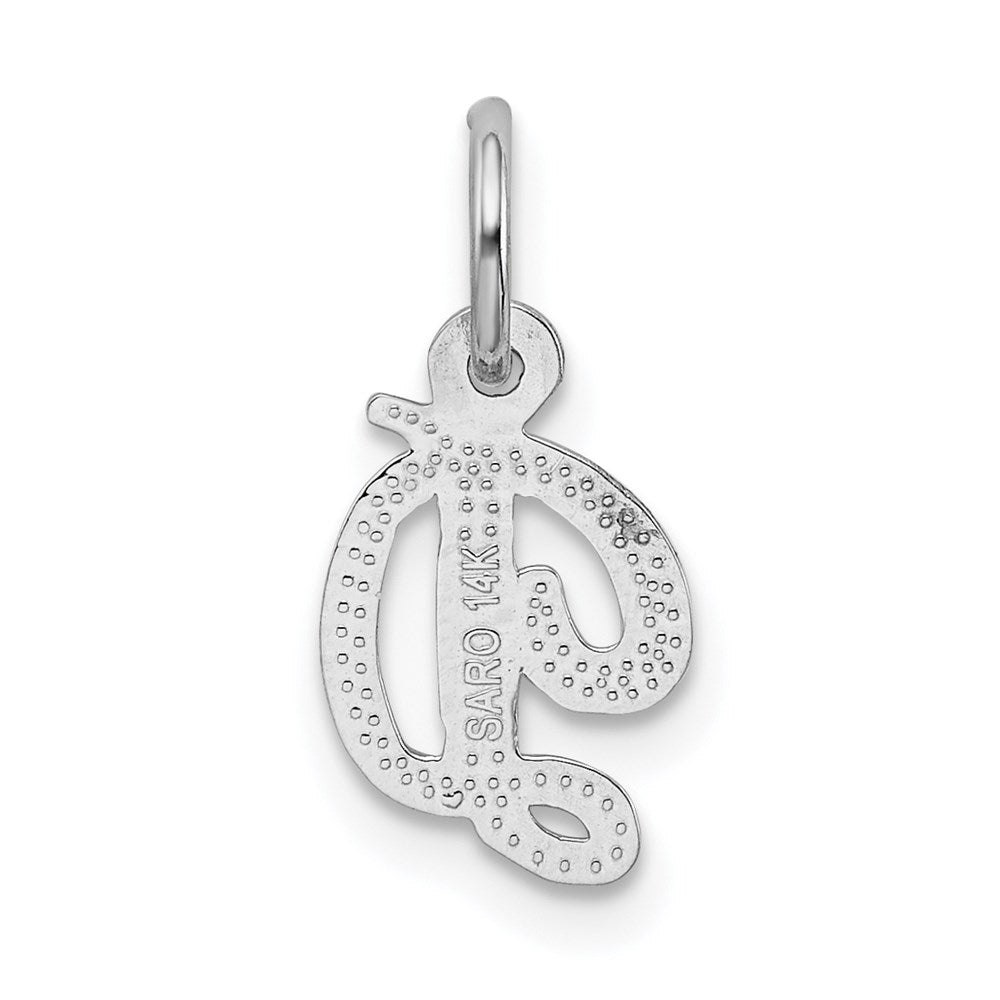 14K White Gold 14Kw Casted Script Letter D Initial Charm
