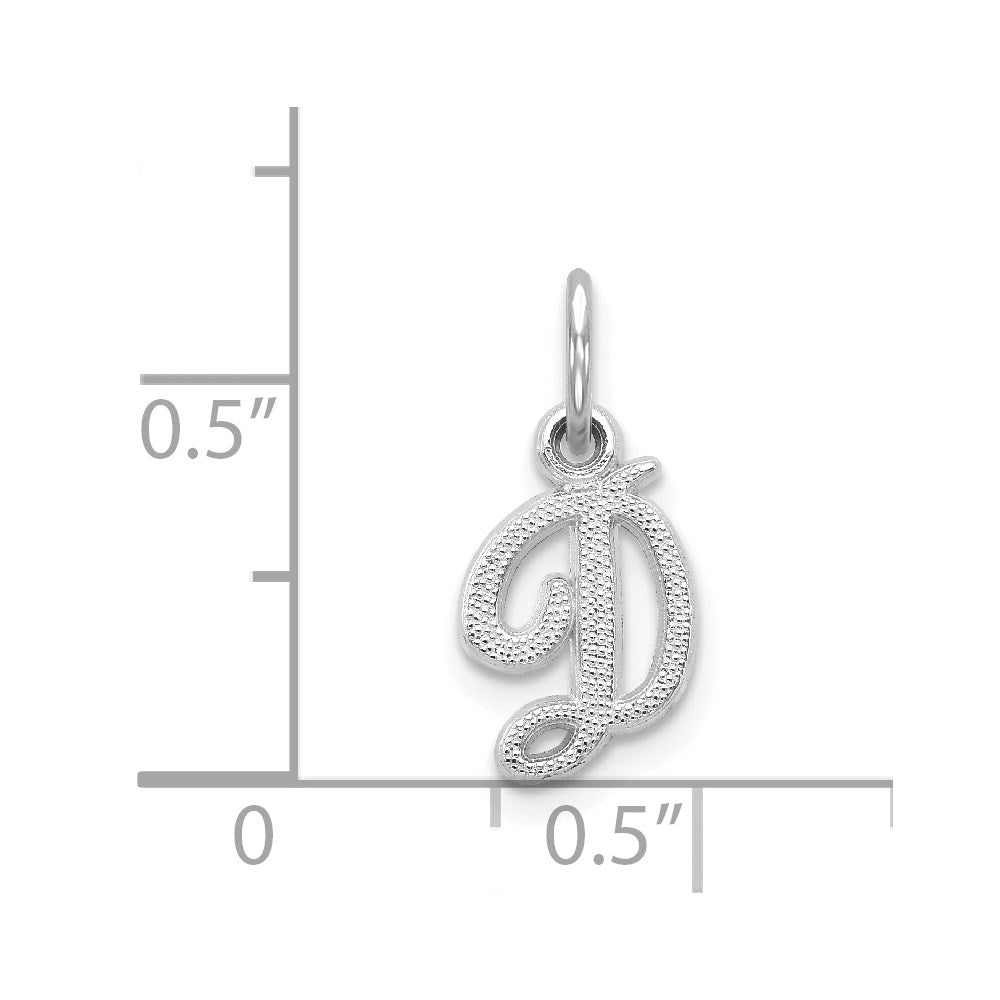 14K White Gold 14Kw Casted Script Letter D Initial Charm