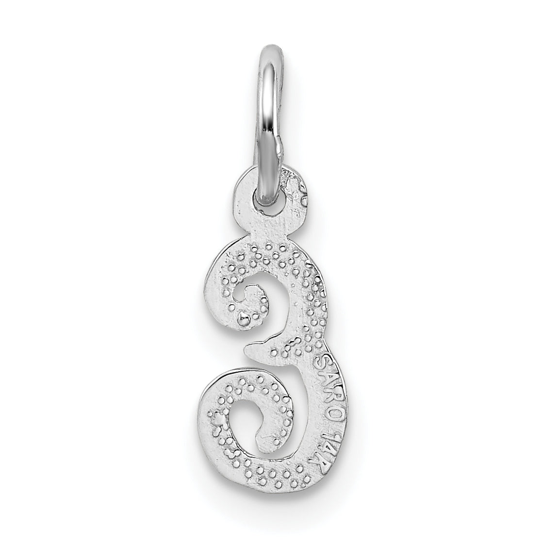 14K White Gold 14Kw Casted Script Letter E Initial Charm