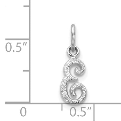 14K White Gold 14Kw Casted Script Letter E Initial Charm