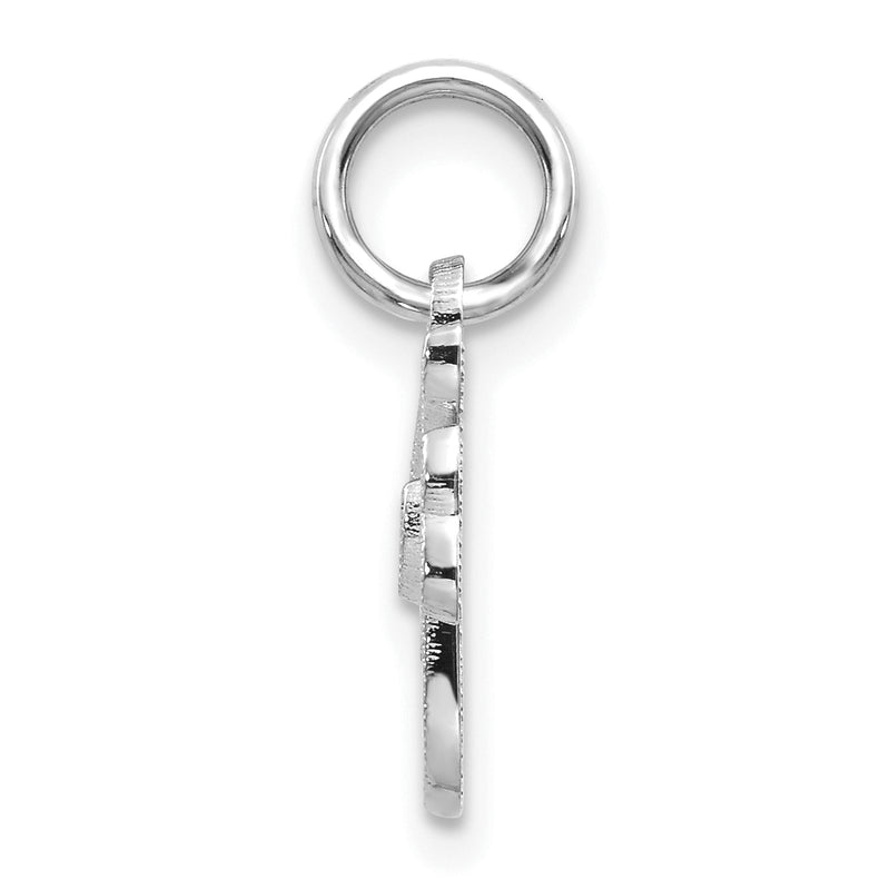 14K White Gold 14Kw Casted Script Letter F Initial Charm