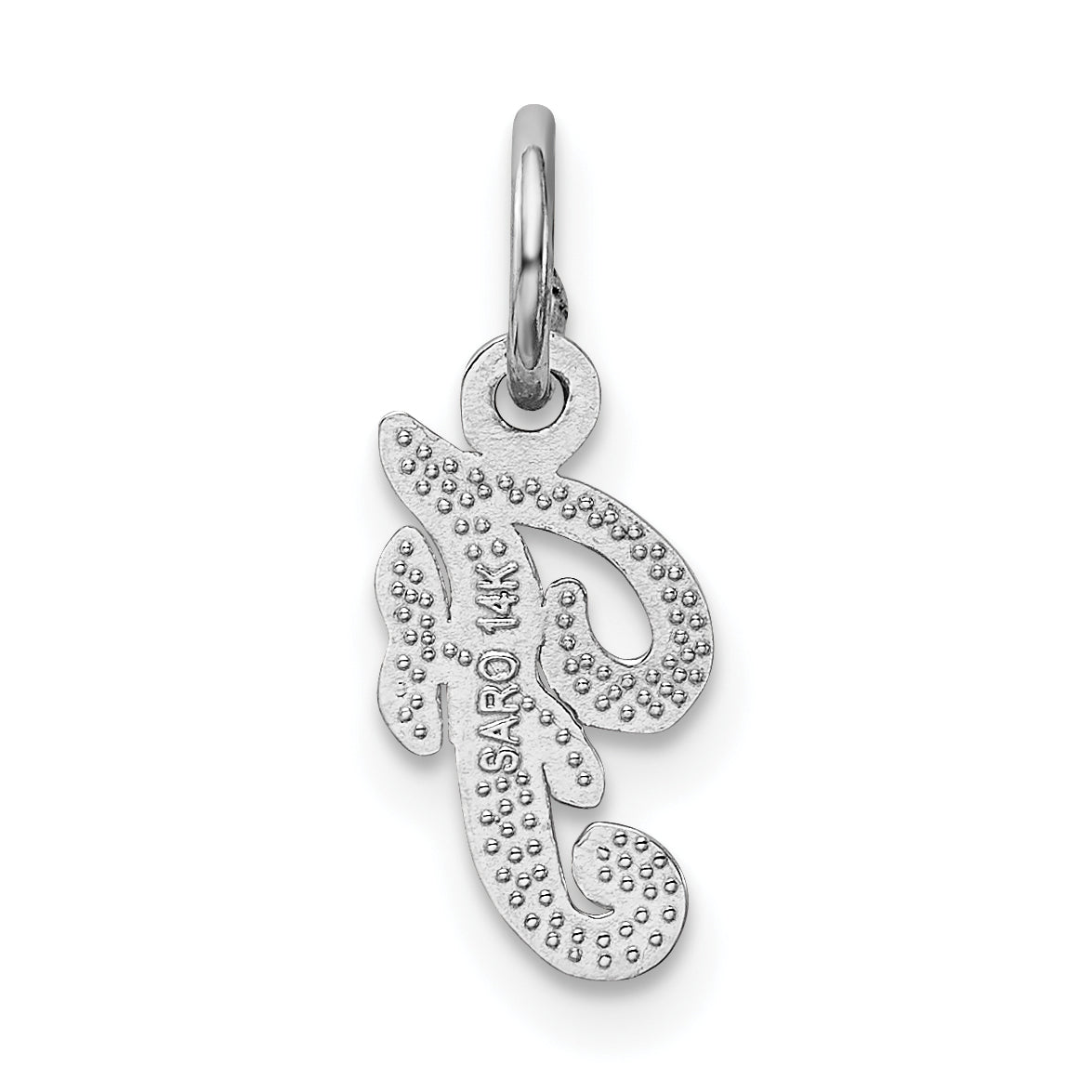 14K White Gold 14Kw Casted Script Letter F Initial Charm
