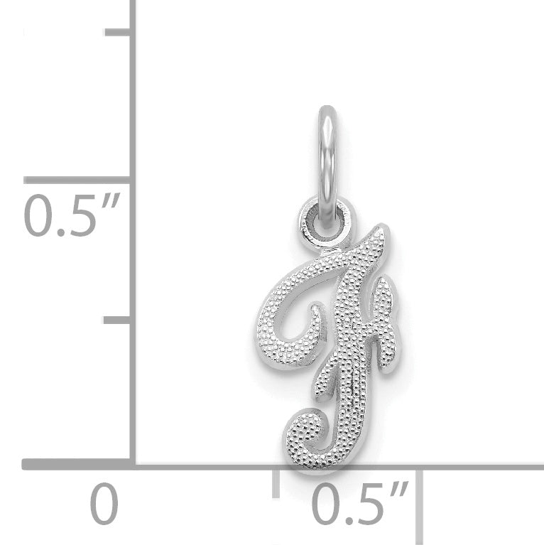 14K White Gold 14Kw Casted Script Letter F Initial Charm