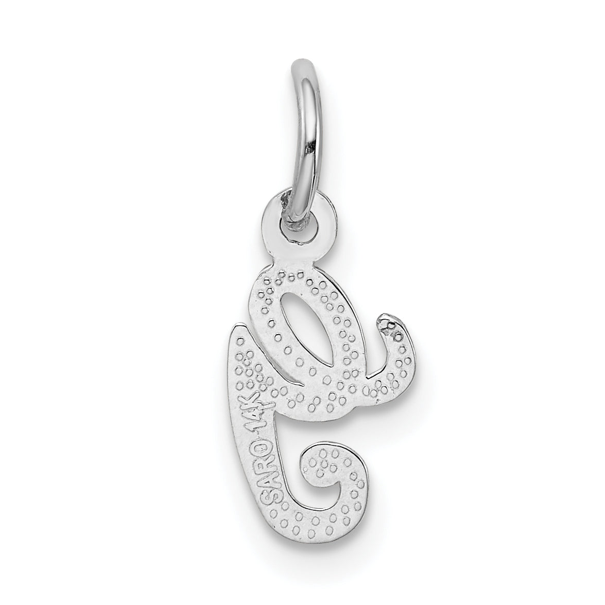 14K White Gold 14Kw Casted Script Letter G Initial Charm