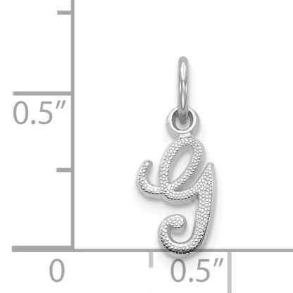 14K White Gold 14Kw Casted Script Letter G Initial Charm