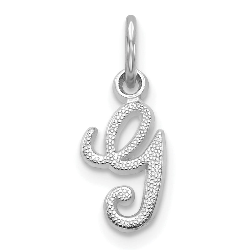 14K White Gold 14Kw Casted Script Letter G Initial Charm