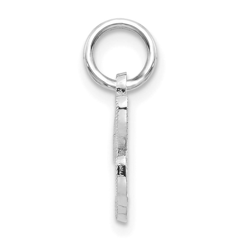14K White Gold 14Kw Casted Script Letter H Initial Charm