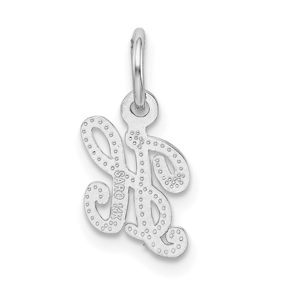 14K White Gold 14Kw Casted Script Letter H Initial Charm