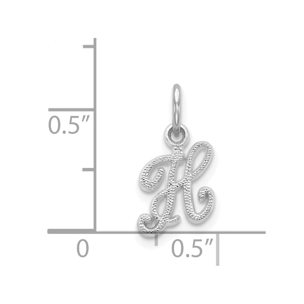 14K White Gold 14Kw Casted Script Letter H Initial Charm