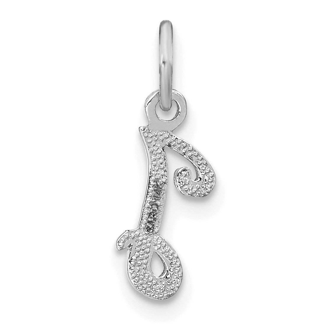14K White Gold 14Kw Casted Script Letter I Initial Charm