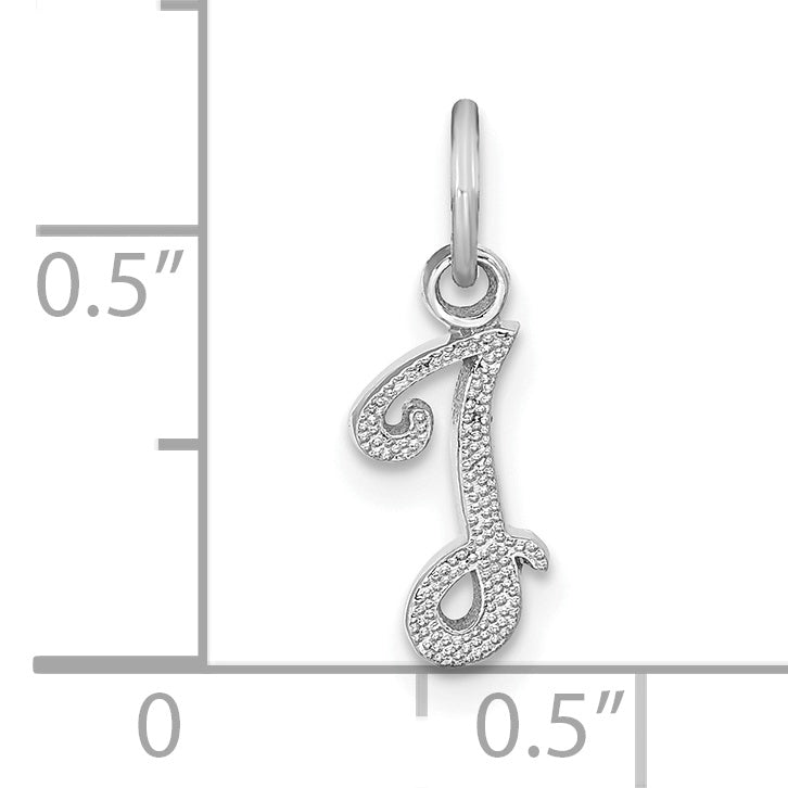 14K White Gold 14Kw Casted Script Letter I Initial Charm