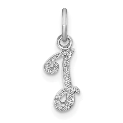14K White Gold 14Kw Casted Script Letter I Initial Charm