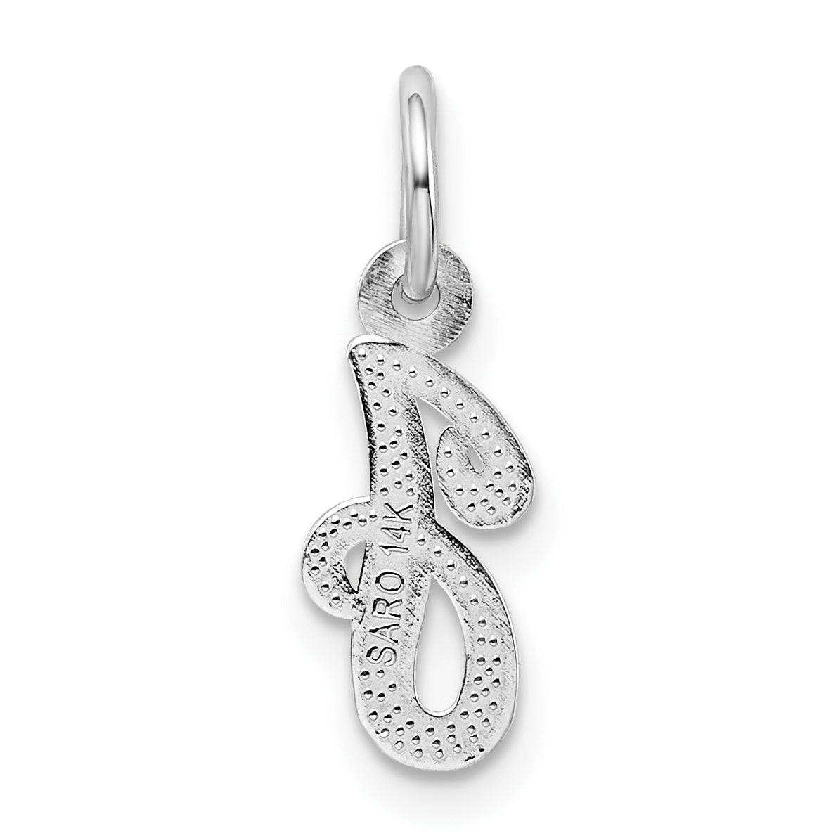 14K White Gold 14Kw Casted Script Letter J Initial Charm