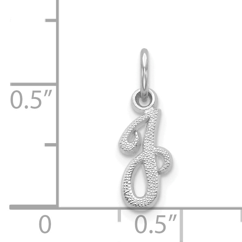14K White Gold 14Kw Casted Script Letter J Initial Charm
