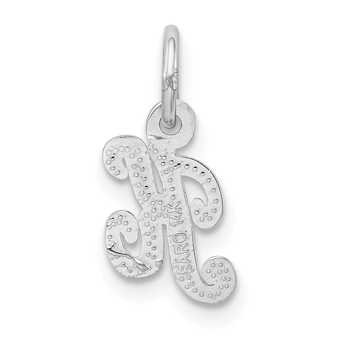 14K White Gold 14Kw Casted Script Letter K Initial Charm