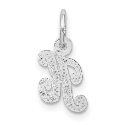 14K White Gold 14Kw Casted Script Letter K Initial Charm