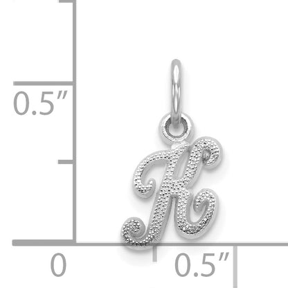 14K White Gold 14Kw Casted Script Letter K Initial Charm