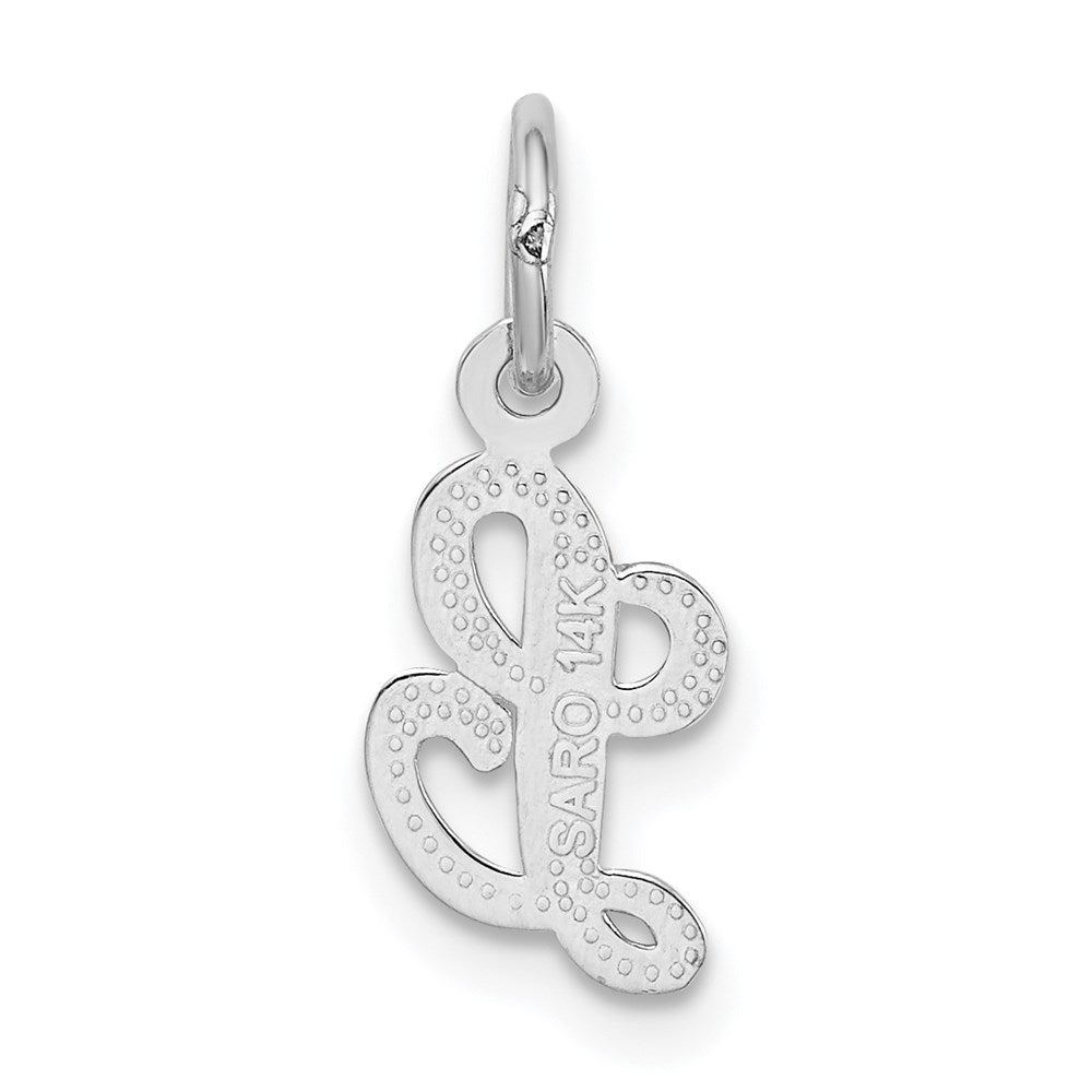 14K White Gold 14Kw Casted Script Letter L Initial Charm