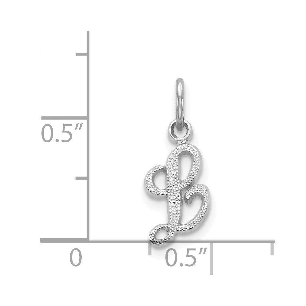 14K White Gold 14Kw Casted Script Letter L Initial Charm
