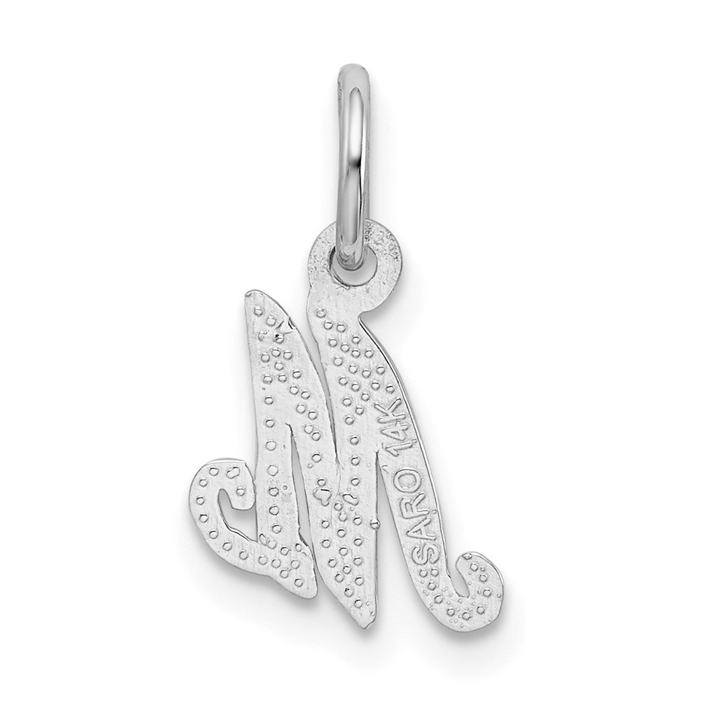 14K White Gold 14Kw Casted Script Letter M Initial Charm