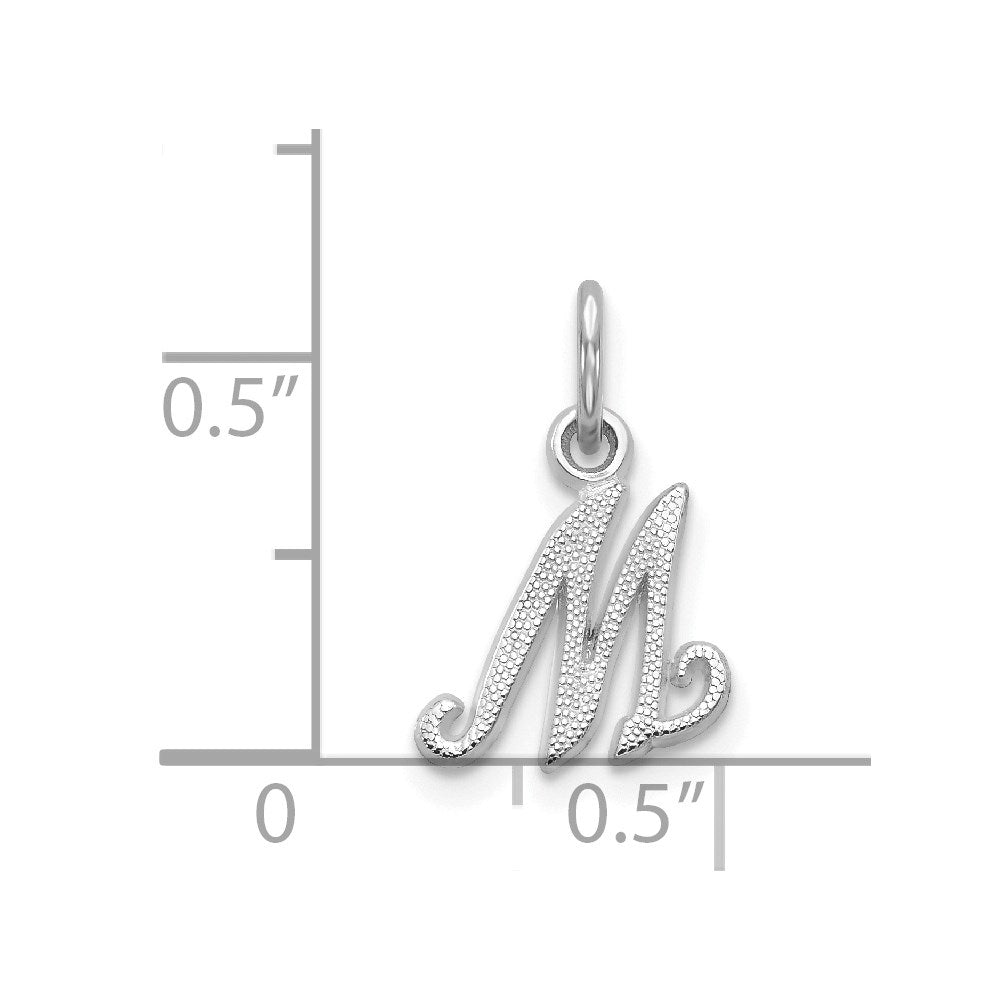 14K White Gold 14Kw Casted Script Letter M Initial Charm