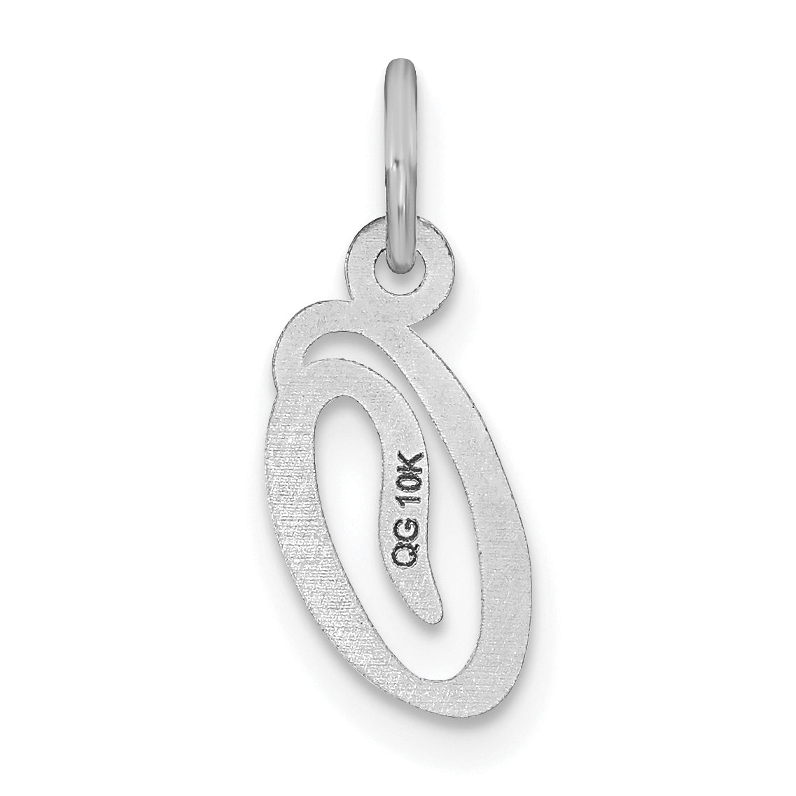 14K White Gold 14Kw Casted Script Letter O Initial Charm
