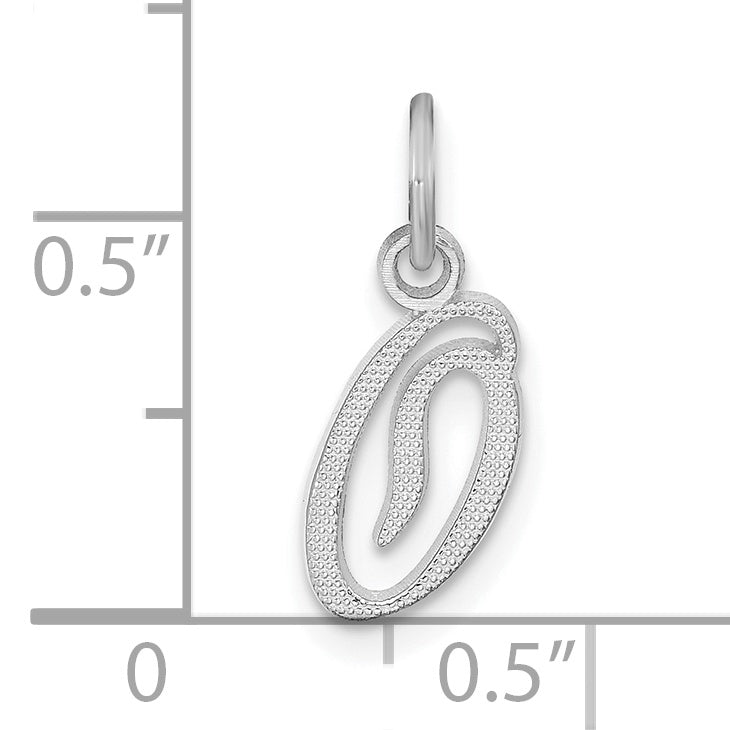 14K White Gold 14Kw Casted Script Letter O Initial Charm