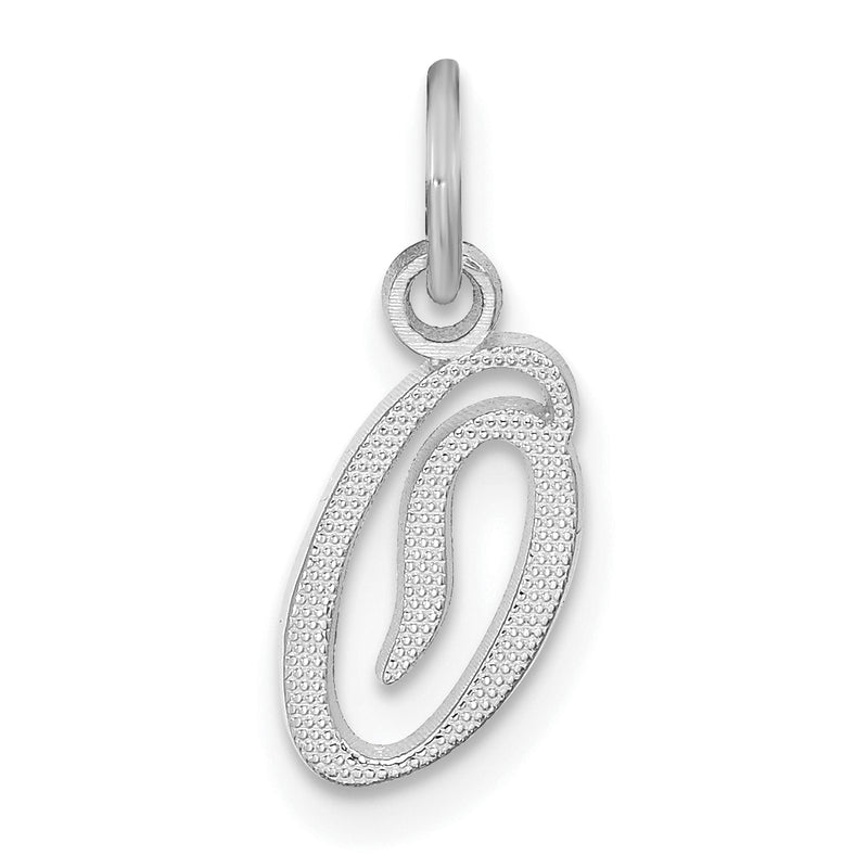 14K White Gold 14Kw Casted Script Letter O Initial Charm