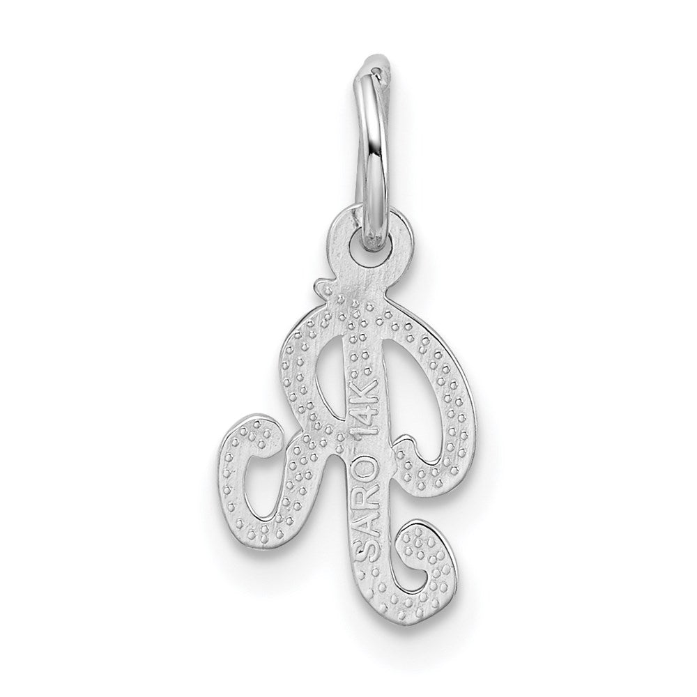 14K White Gold 14Kw Casted Script Letter R Initial Charm