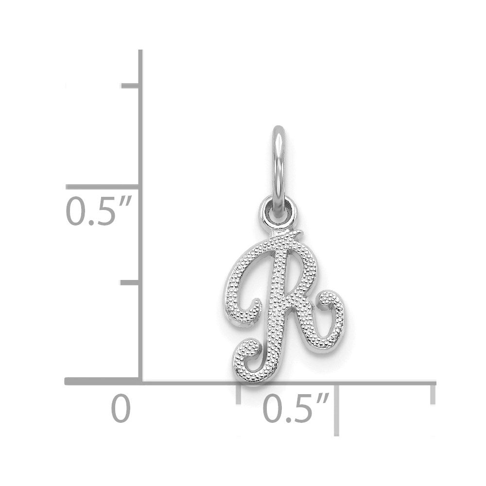 14K White Gold 14Kw Casted Script Letter R Initial Charm