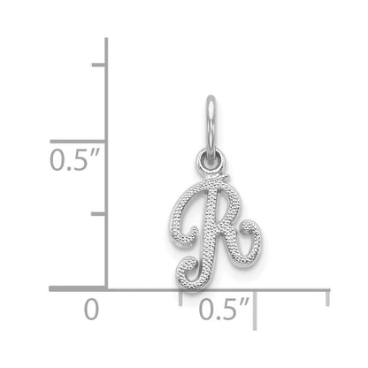 14K White Gold 14Kw Casted Script Letter R Initial Charm