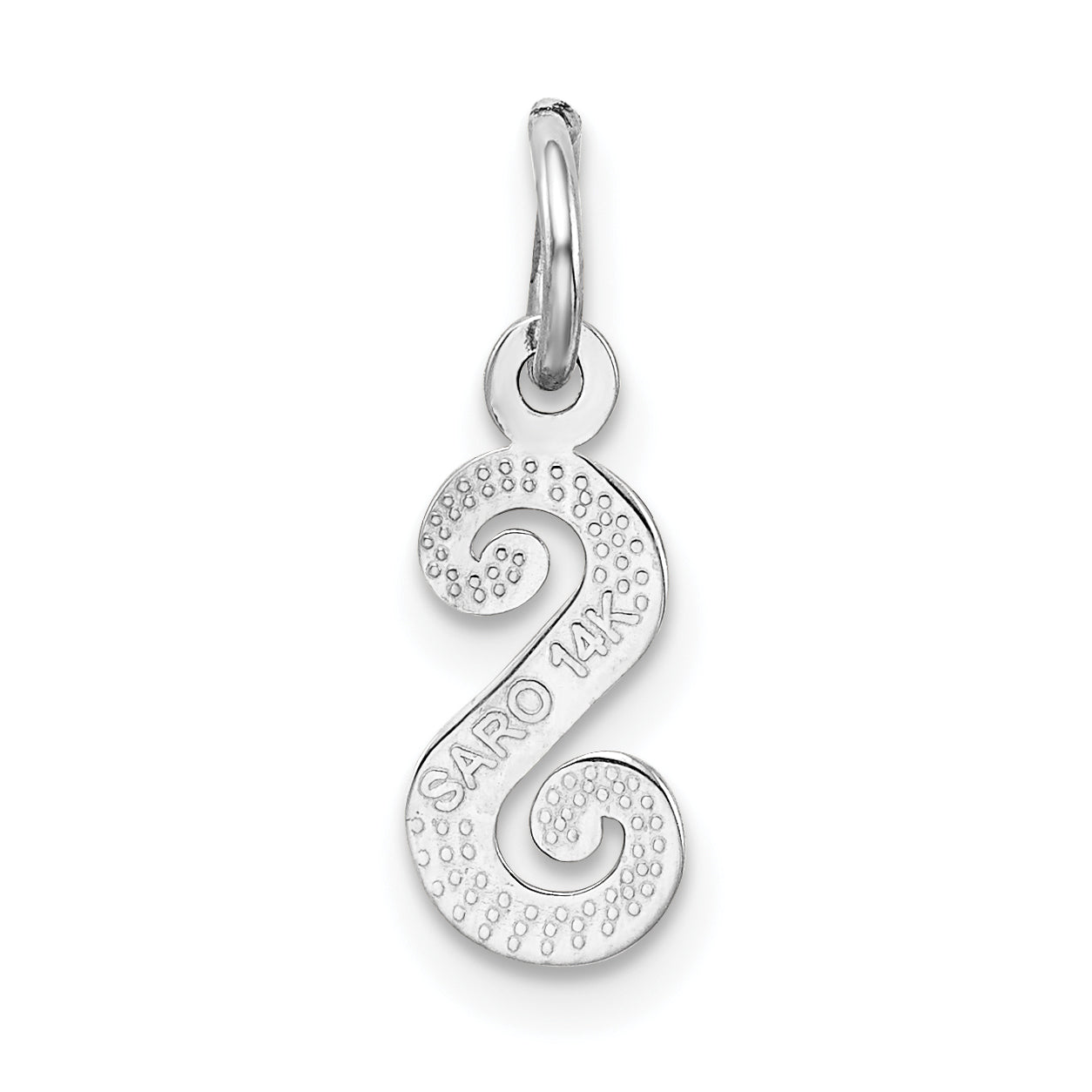 14K White Gold 14Kw Casted Script Letter S Initial Charm
