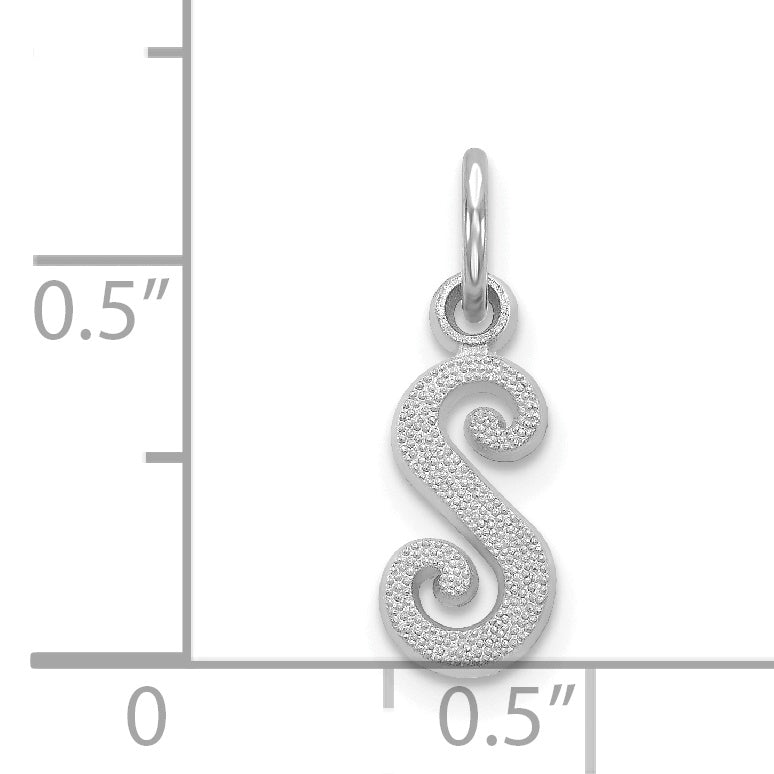 14K White Gold 14Kw Casted Script Letter S Initial Charm